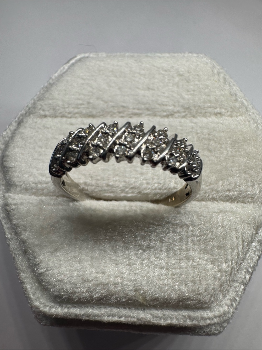14K 585 White Gold Diamond Ring Size 7 | Solid Gold Fine Jewelry
